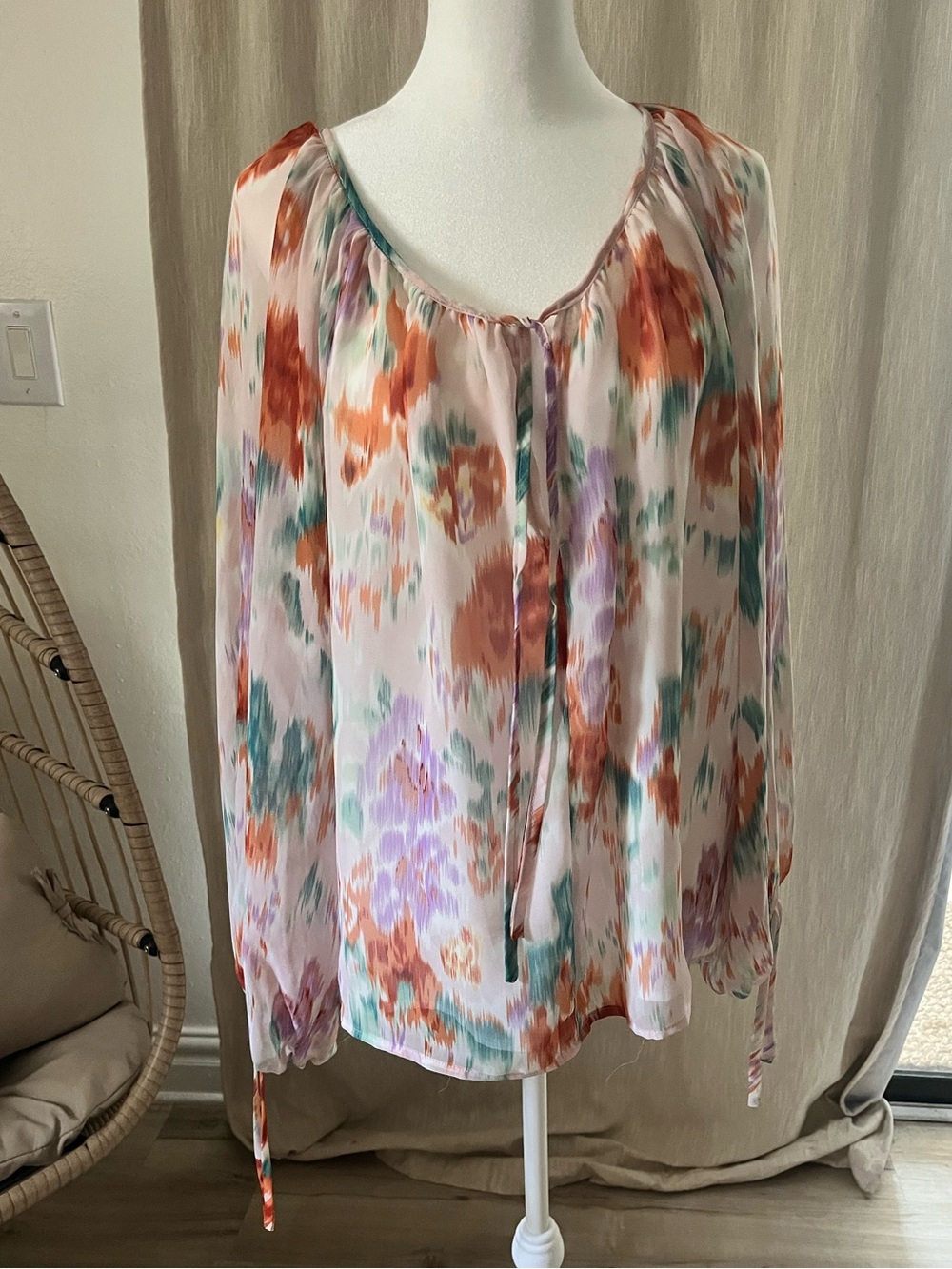 Aakaa Multicolor Watercolor Floral Blouse